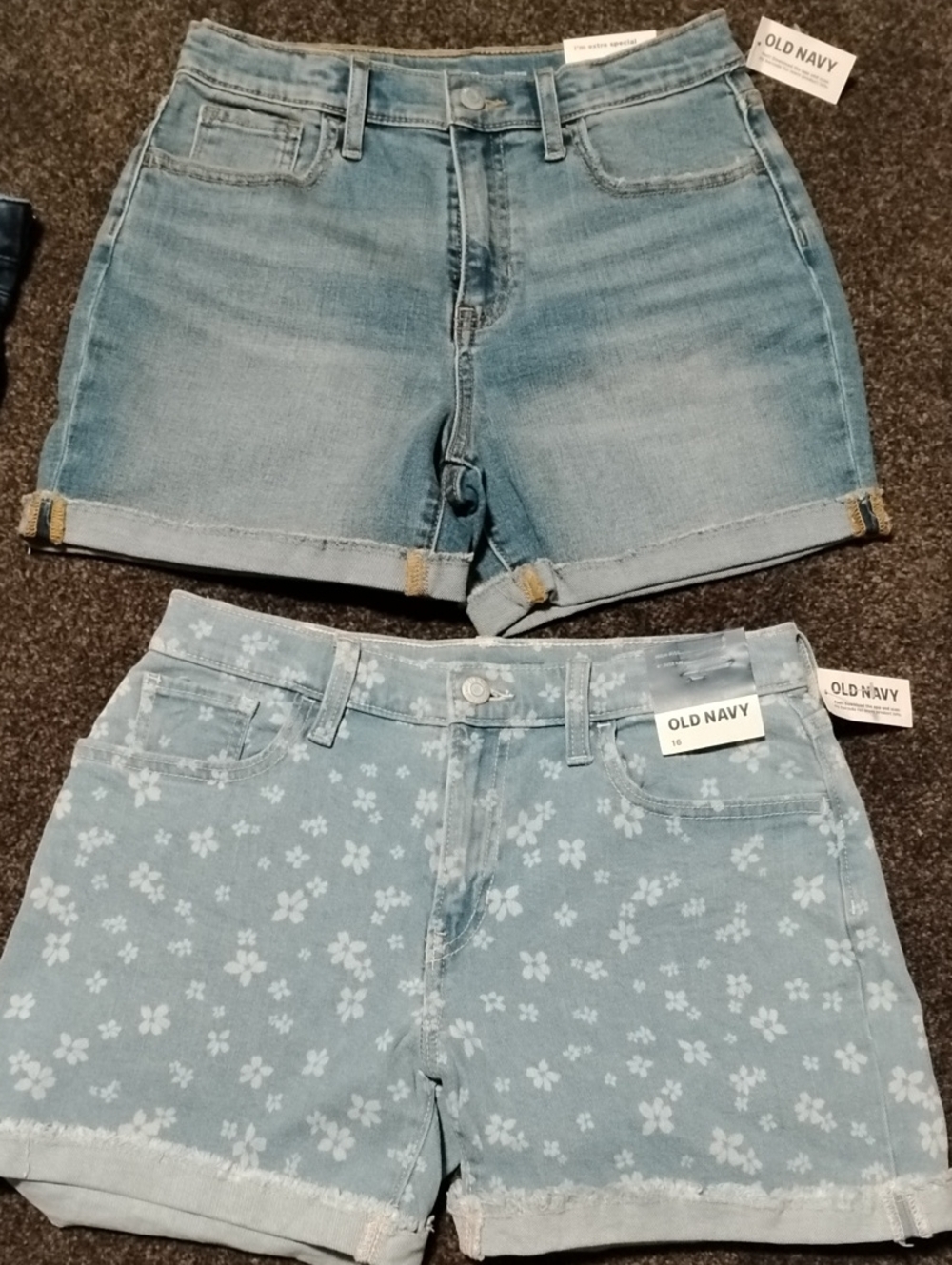 Old Navy Light Blue Denim Shorts Duo — Solid & Floral